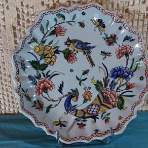 Small, Shallow Dish From Rouen With A Cornucopia - 18th Century