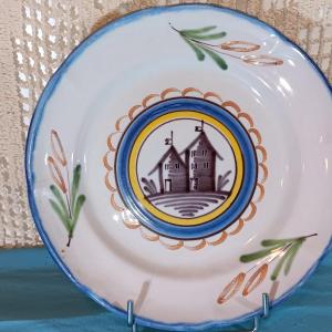 Plate From Rambervillers (vosges) With A Small House. Early 19th Century