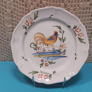 Lunéville Rooster Plate, Late 18th Century