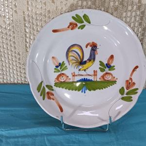 Plate From La Trouche (vosges) With A Rooster - Late 18th, Early 19th Century