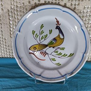 Epinal Plate With Peacock - Late 18th Century