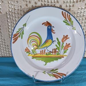Rambervillers Plate With Rooster - 19th Century