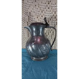 Pewter Pitcher From Ghent (belgium) - 19th Century
