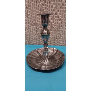 Pewter Torch/candlestick From Mulhouse - 18th Century