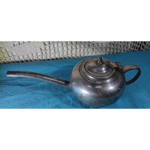 Pewter Baby Bottle/duck For Sick People - Early 20th Century