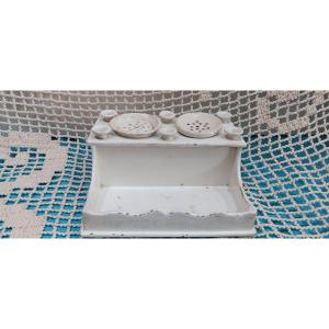 Earthenware Inkwell/writing Set From Lorraine - Early 19th Century