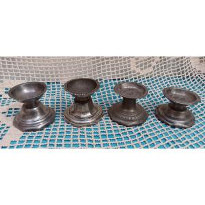Set Of 4 Pewter Salt Cellars - 19th Century