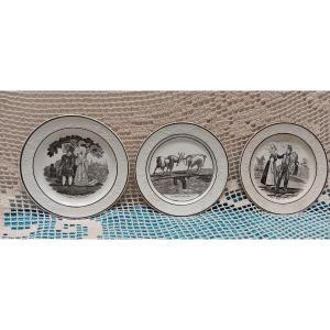 Set Of 3 Choisy Le Roi Plates - Early 19th Century
