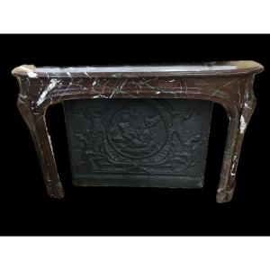 Rare Elegant Antique Louis XIV Fireplace In Red Campan Marble