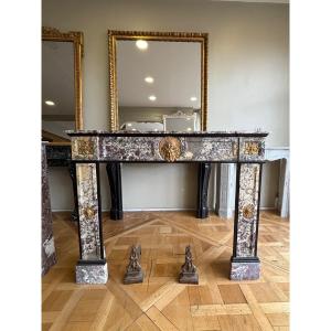 Louis XVI Style Bronze Peach Blossom Marble Fireplace