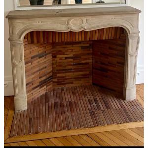 Elegant Louis XIV Stone Fireplace  
