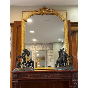 Beautiful Richly Carved Gilded Mirror In Louis XVI Style Dating From The End Of The 19th Century