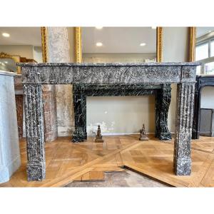 Elegant Louis XVI Fireplace Made Of Saint Anne Grey Marble
