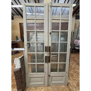 Set Of 5 Double Pairs Of Antique Glass Doors From The 19th Century