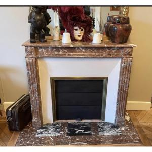 Louis XVI Style Red Marble Fireplace Dating From The End Of The 19th Century
