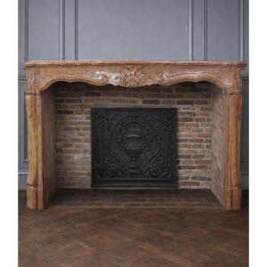 Old Regency Fireplace Made In The 18th Century In Burgundy Stone