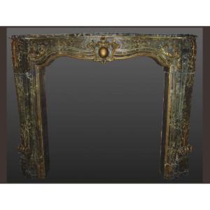 Antique Fireplace Made Of Sandstone Painted In Faux Marble From The Regency Period 