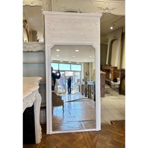 Very Large White Painted Trumeau In Louis XVI Style Dating From The End Of The 19th Century
