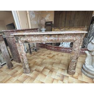Louis XIII Style Breccia Marble Fireplace Dating From The End Of The 19th Century 
