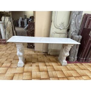 20th Century Empire Style White Marble Console Table 