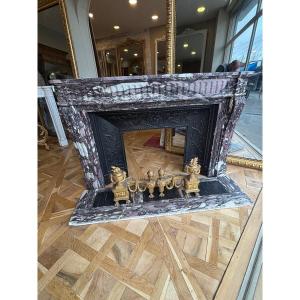 Louis XVI Napoleon III Breche Violette Marble Fireplace