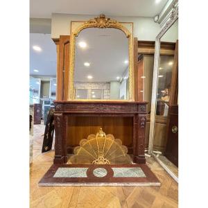 Louis XVI Style Marble Fireplace Made In The 19th Century In Griotte Red Marble