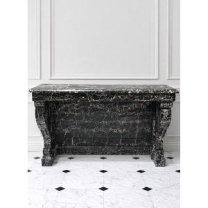 Antique Console In Black Portoro Marble Dating From The Late 19th Century