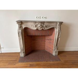 19th-century Louis XV Style Carved Stone Fireplace 