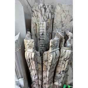 Pair Of Antique Louis XVI Style Mantels In Breche Violette Marble From The 19th Century