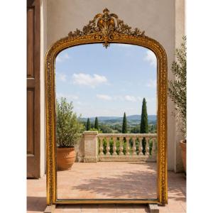 Louis XV Style Gold Leaf Mantel Mirror From The Late 19th Century