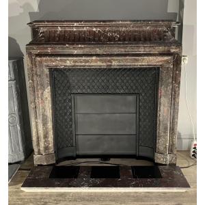 Antique Louis XIV Style Fireplace In Levanto Marble.