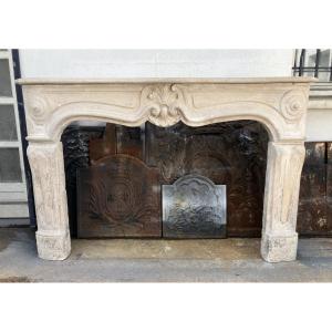 Large Antique Louis XV Stone Mantel.