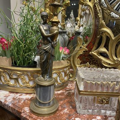 Statuette Woman In The Antique Directoire Period Late Eighteenth Bronze And Marble Base