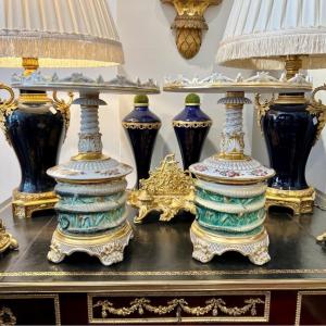 Pair Of Paris Porcelain Cups Late XIX Ieme