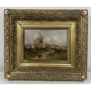 Eugène Galien-laloue (1854-1941) Oil On Panel Figures Near A Hamlet