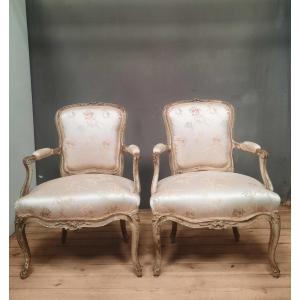 Pair Of Louis XV Period Cabriolet Armchairs 