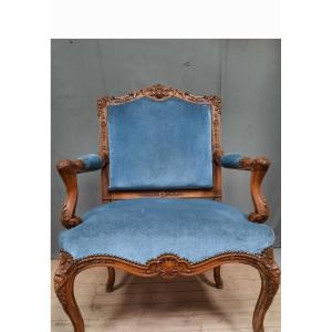 Richly Carved Louis XV Armchair