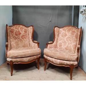 Pair Of Louis XV Style Bergere Armchairs