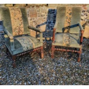 Two Louis XIII Armchairs Part W Period