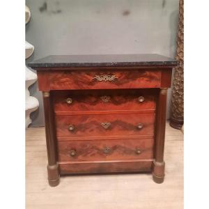 Empire Style Mahogany Column Chest Of Drawers 