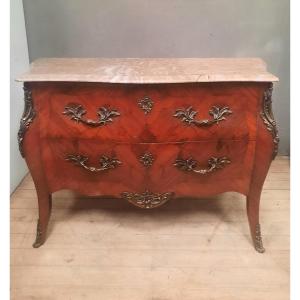 Louis XV Style Flower Marquetry Chest Of Drawers