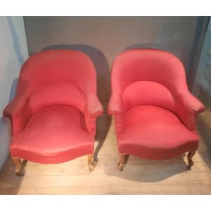 Pair Of Red Toad Armchairs