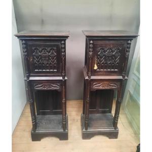 Pair Of Gothic Sideboards 