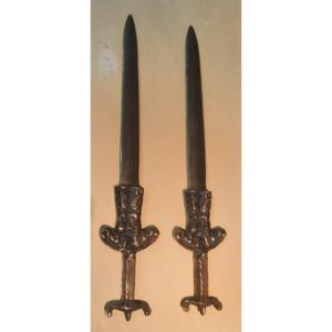 Pair Of Bronze Celtic Sword Reproductions