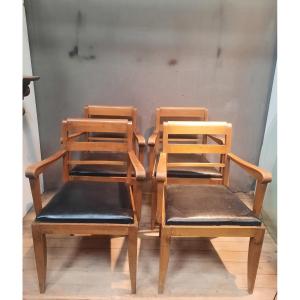 Set Of 4 Armchairs From The 1940s