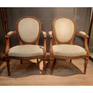 Pair Of Louis XVI Style Medallion Armchairs