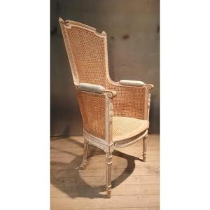Louis XVI-style Wicker Armchair With High Back