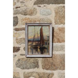 Pastel Return From Fishing XIX Brittany Concarneau School
