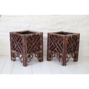 Pair Of Bamboo Planters, Vivai Del Sud Style