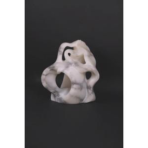 Alabaster Sculpture “labyrinth III” By Hugo Verheyen, 1980